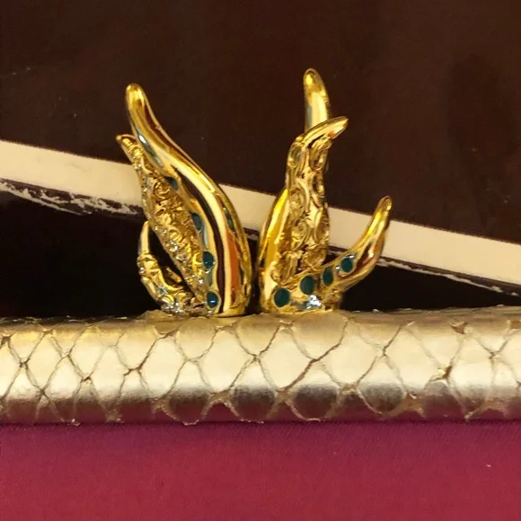 Coach Magenta "Flamed Heart" Clutch with Gold Accents; Tony Duquette; 2012 - Picture 13 of 14